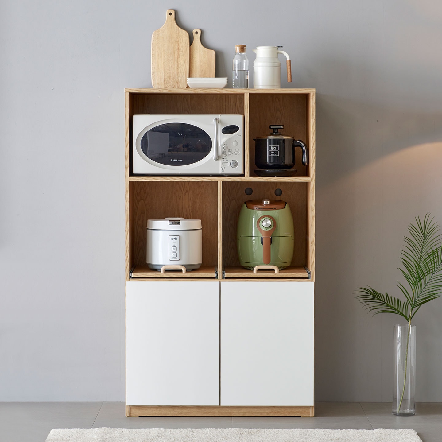 [신상품]블랑누보 에어프라이어 밥솥 렌지대 수납장 800 2colors