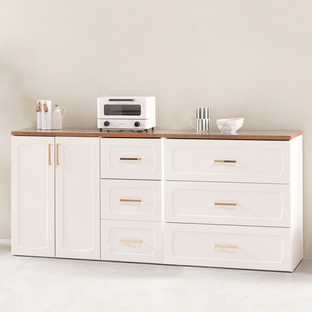 [신상품]가이온 로아 1800 3단서랍 주방서랍장 세트 2colors