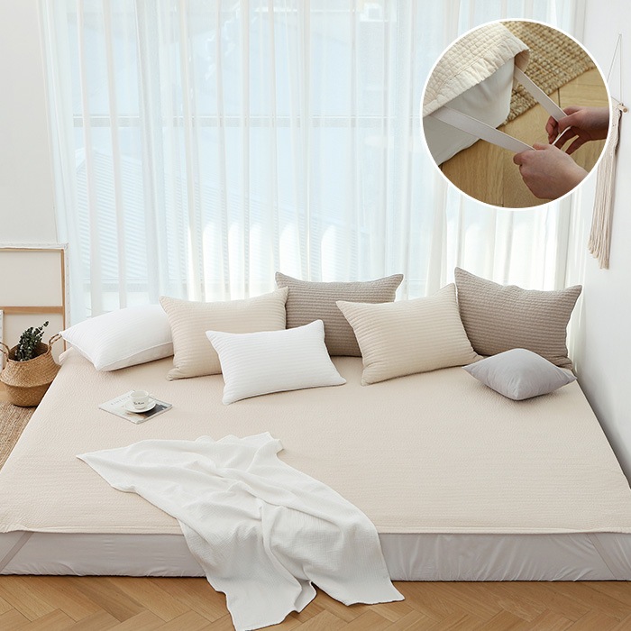 타카타카 오감 내추럴 순면 피그먼트 패밀리 밴딩침대패드 S/M/L 7colors - L(310x205)_크림베이지