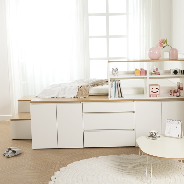 에보니아 데니스 슈퍼싱글수납침대 책장세트 DNSSET10-1 (매트제외)