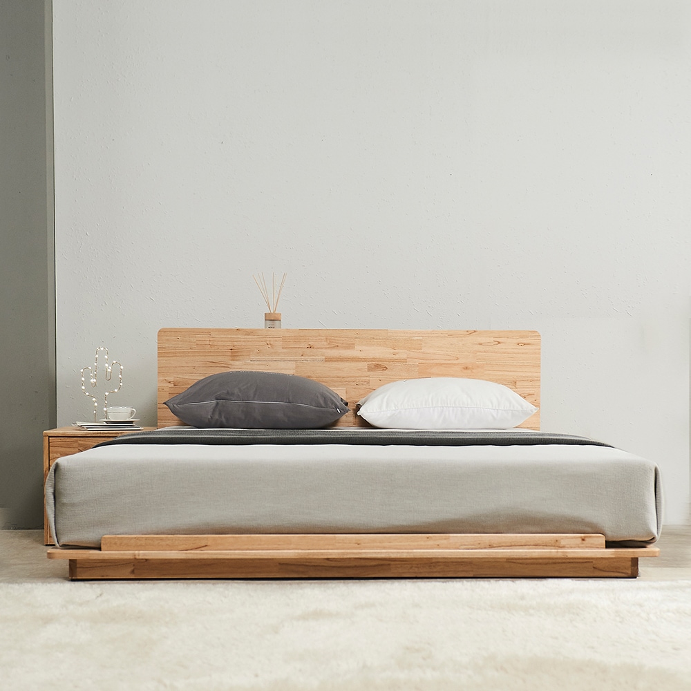 [신상품] 플레르가구 엘지트 원목 100% 저상형 평상형 침대(높이10cm) - 메가 킹(1930x2030)