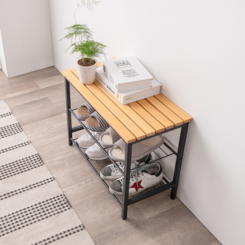 미즌하임 카라 벤치형 신발장 원목 다용도 수납장 600 800 1000 2colors - 600/블랙 