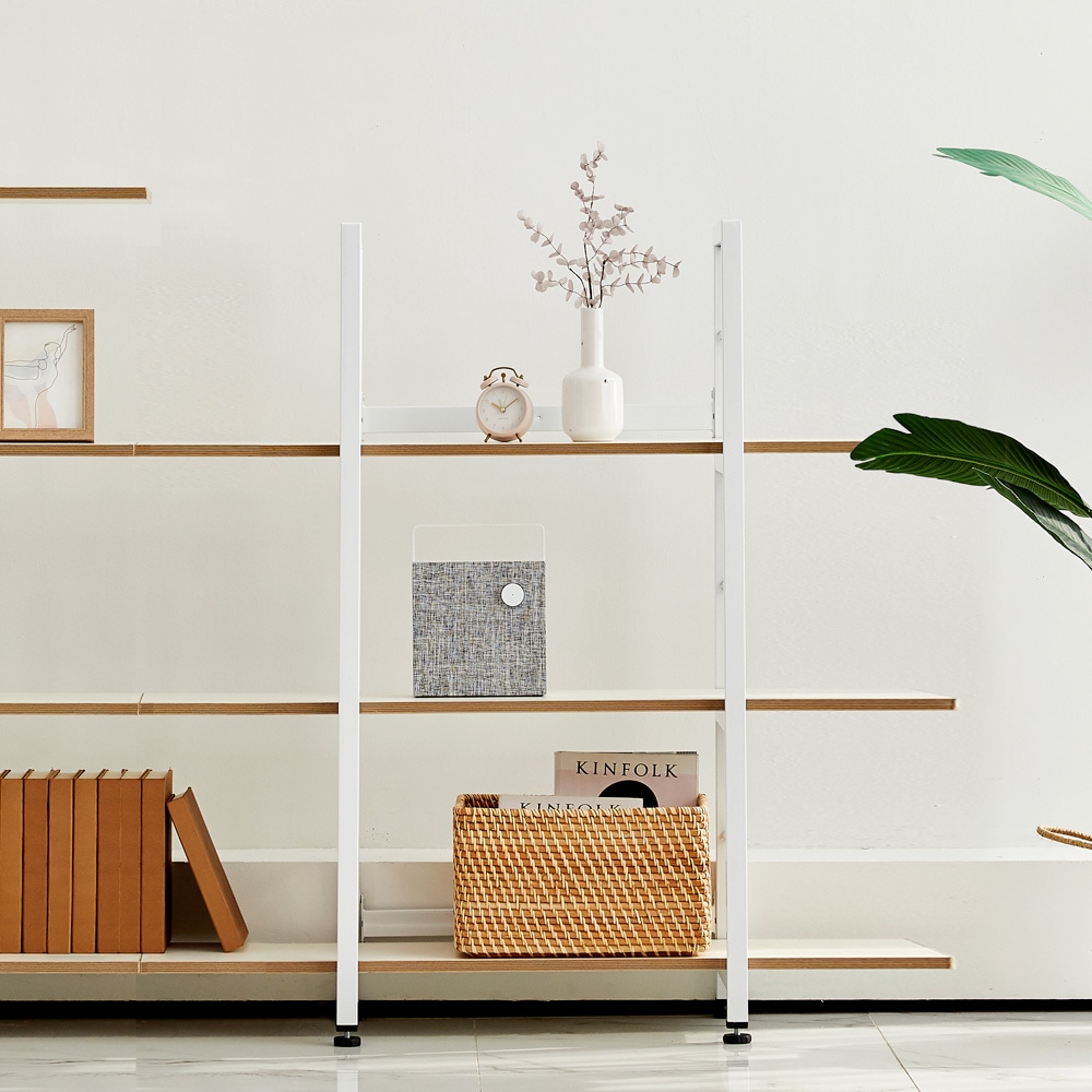 상도가구 화이트 진열장 장식장 오픈형 책장 디스플레이 수납선반 사각프레임W1200 3단