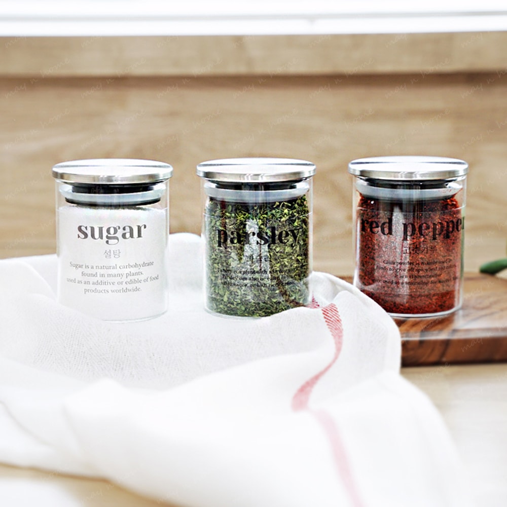 비다하우스 세리에 스텐304 내열유리 원형 캐니스터 3개세트 - 원형캐니스터 소(250ml) 3개세트