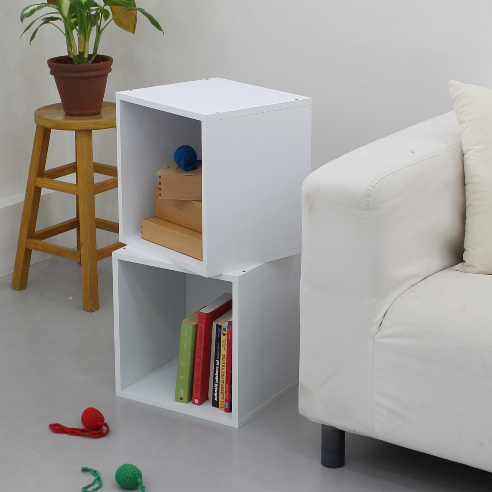 프라이드리빙 화이트대형공간박스(오픈형2개) 