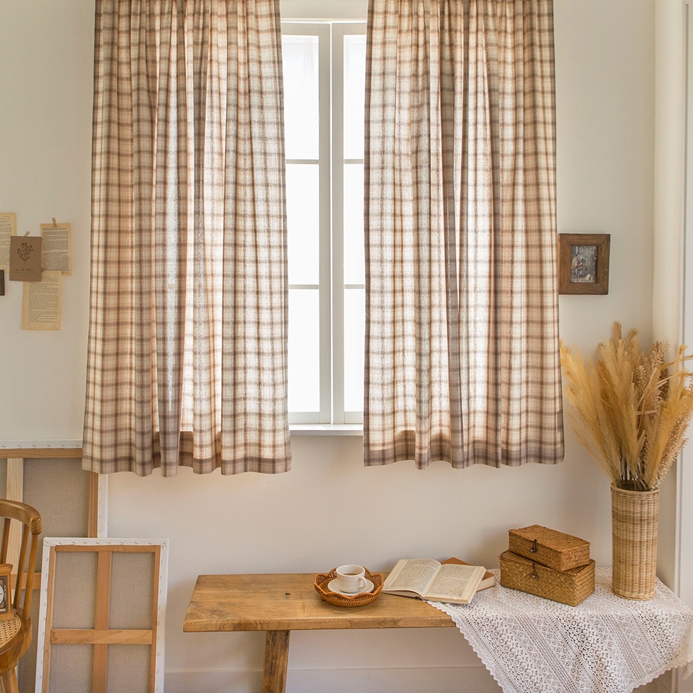 [오늘출발][신상품]마리하우스 로리앙 빈티지 체크 창문 커튼(반창/긴창) 2size