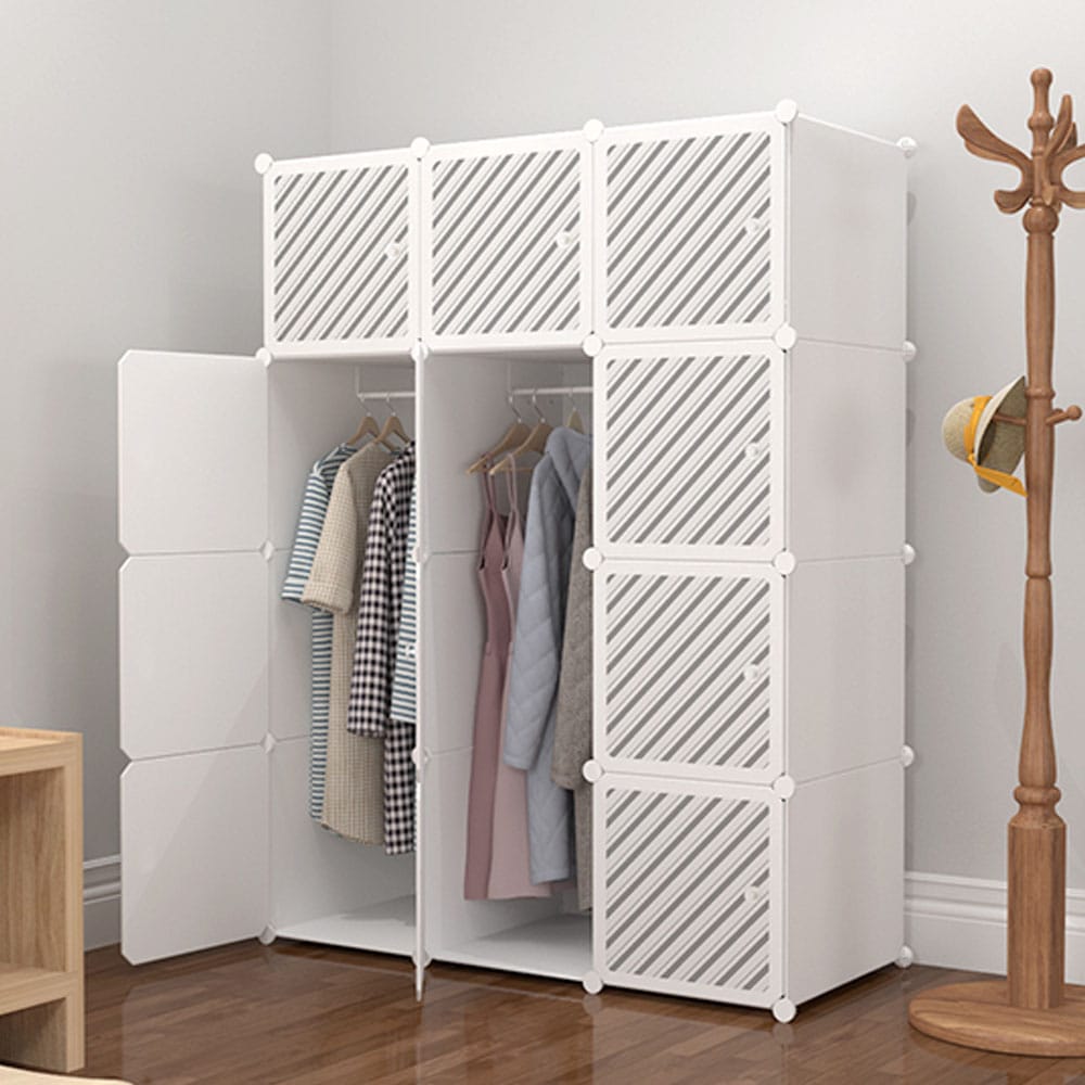 [오늘출발][신상품]에이치앤아이 조립식 비키니옷장 행거 정리함 큐브옷장 12칸형(C-D12WH)