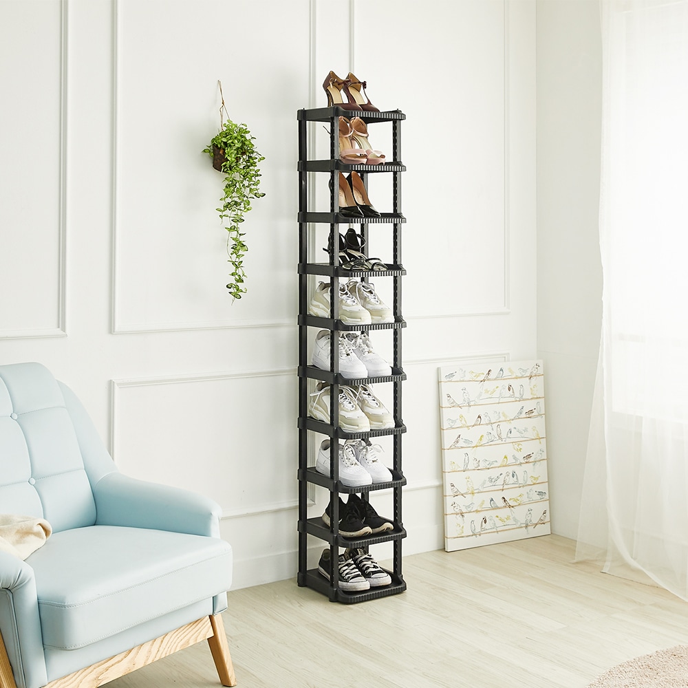 퍼스트리빙 플라스틱 코너 틈새 신발장 슈즈랙 싱글 10단 