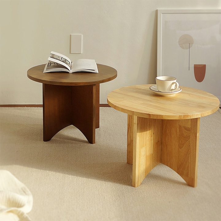 [오늘출발][신상품]꾸미까 고무나무 원목 협탁 티테이블 논슬립 스펀지 증정 (2type)