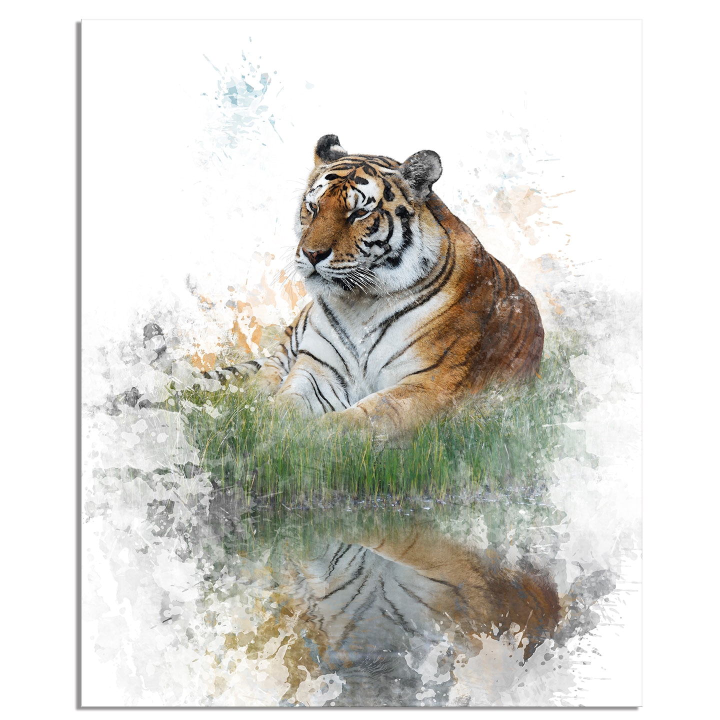 [오늘출발][신상품]세잔느화실 풍수 재물행운금슬운 돈이들어오는인테리어 모음전07-풍수호랑이수채화2 - 26x21cm