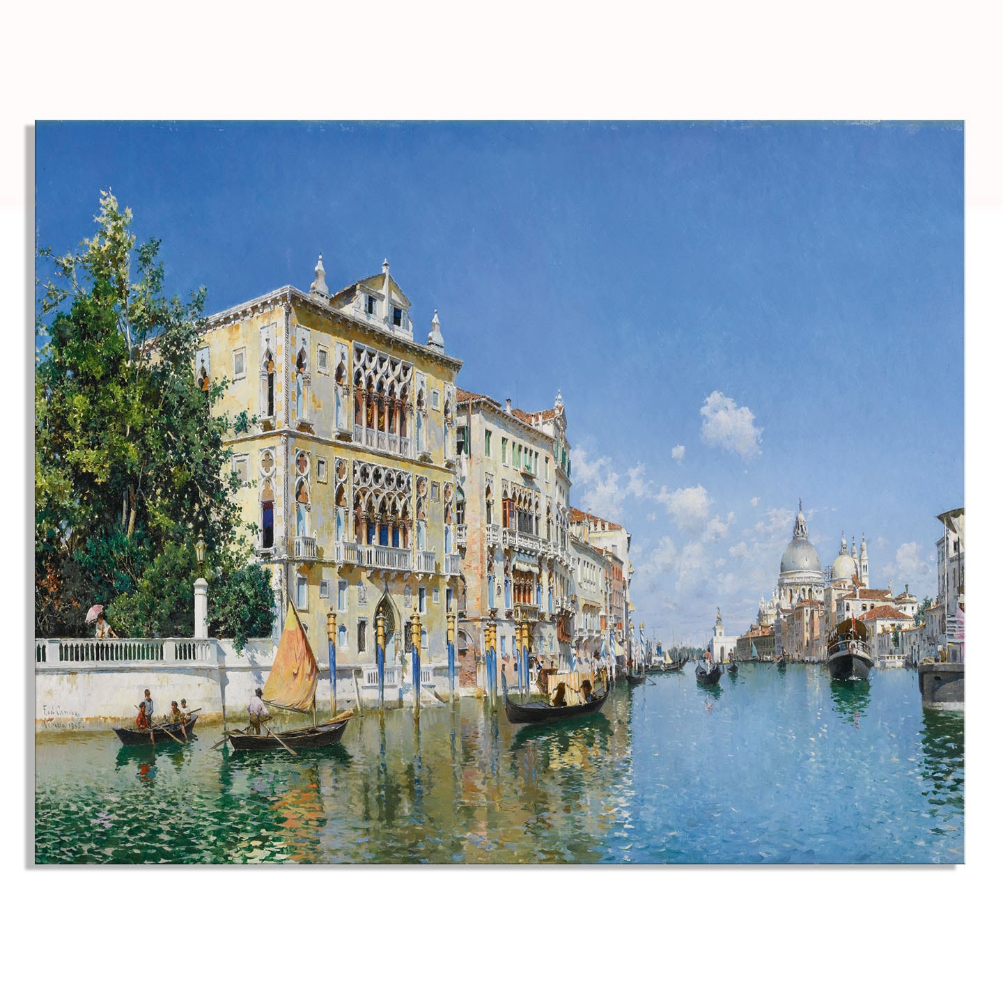 세잔느화실 카페 거실 인테리어 캔버스그림액자 페데리코델캄포-대운하의전망1837 - 26x21cm