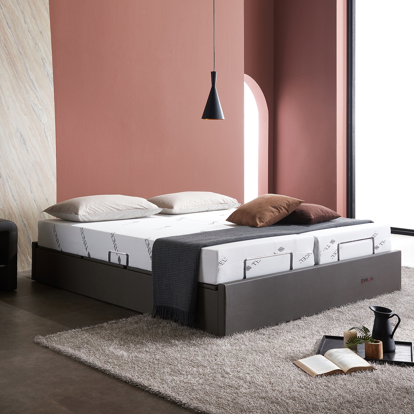 세진침대 바론 무중력 리클라이너 모션베드 + 매트리스 S/SS/Q/S+S - 바론 모션베드 침대+베이직180T폼_S 