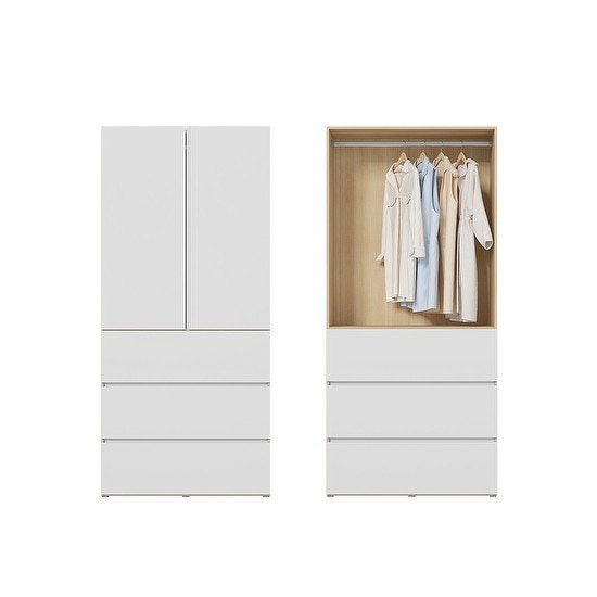 한샘 바이엘 채널 옷장 화이트 100cm(높이216cm) 데일리서랍형 