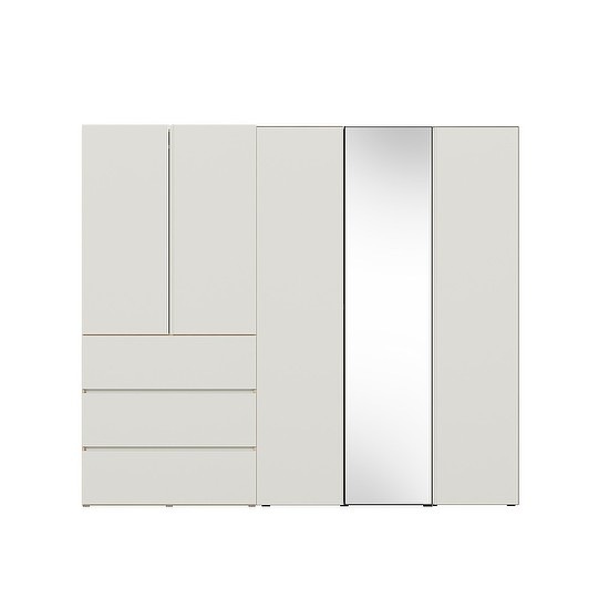 한샘 바이엘 소프트 거울옷장세트 크림화이트 250cm(높이216cm) 데일리서랍형 