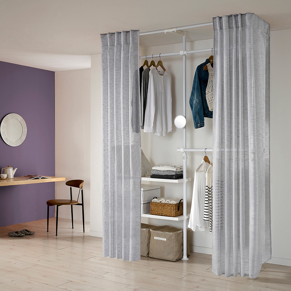 왕자행거 왕자 뉴드레스룸 3폴(밀폐 타공선반형) 행거(시스루커튼) 