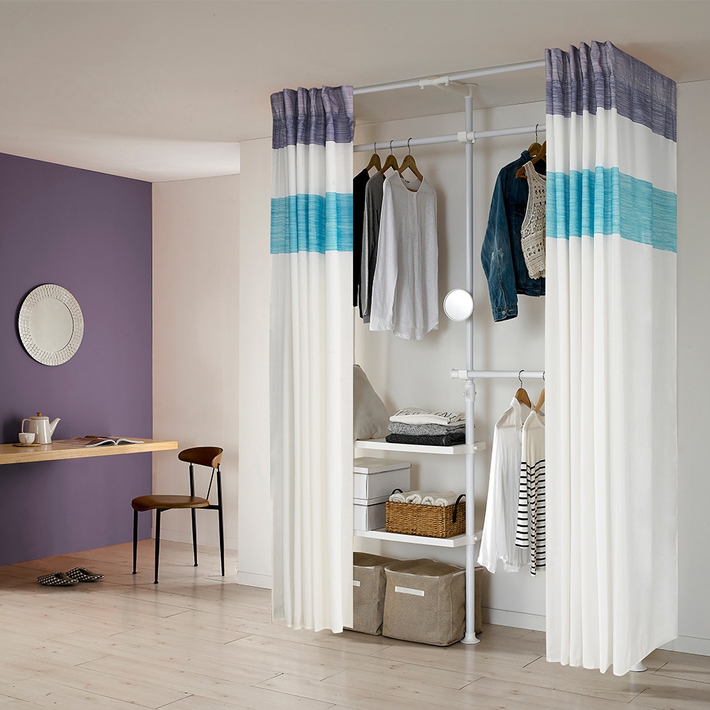 왕자행거 왕자 뉴드레스룸 3폴(밀폐 타공선반형) 행거(논시스루커튼) 