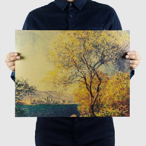 어가네닷컴 B27 클로드모네 아침의안티베 명화 빈티지 포스터 47 x 36cm