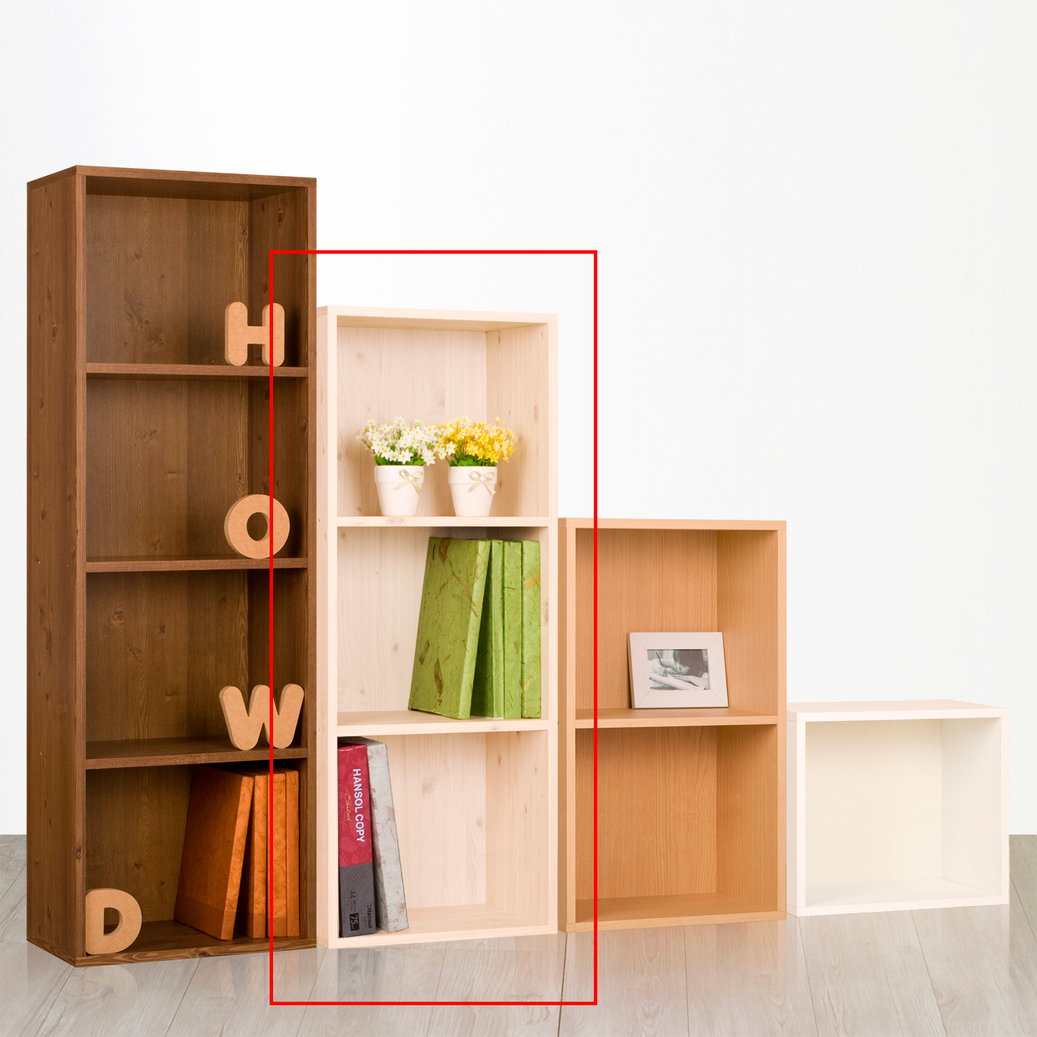 하우디가구 칼라 공간박스 3단 책장 책꽂이 수납장 