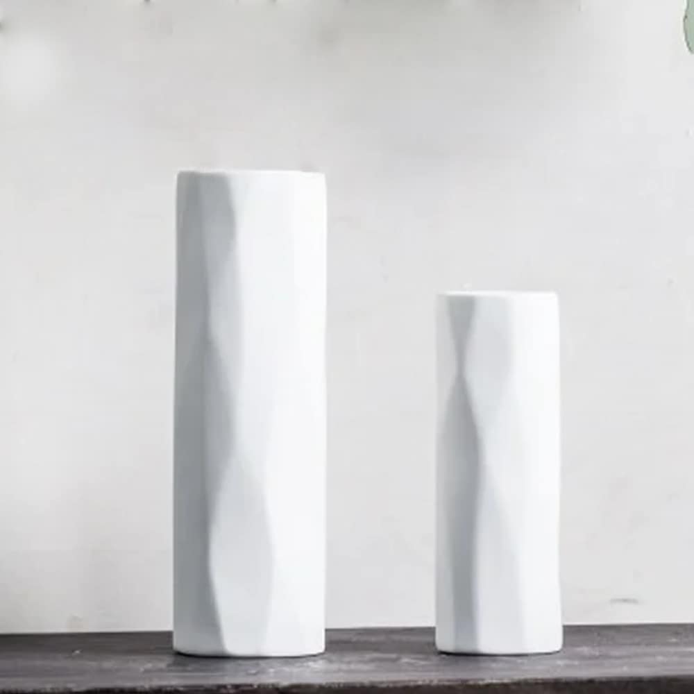 [오늘출발][신상품]림드(RYMD) 화이트 폴리곤 세라믹 화병_2size - 소형 (높이 19cm)