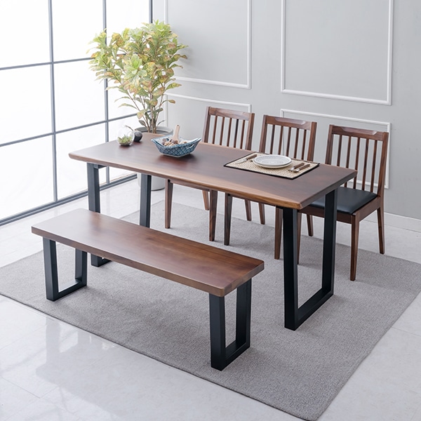 [신상품] 지베스 브루클린2 장미목 원목 우드슬랩 6인용식탁세트(벤치형)