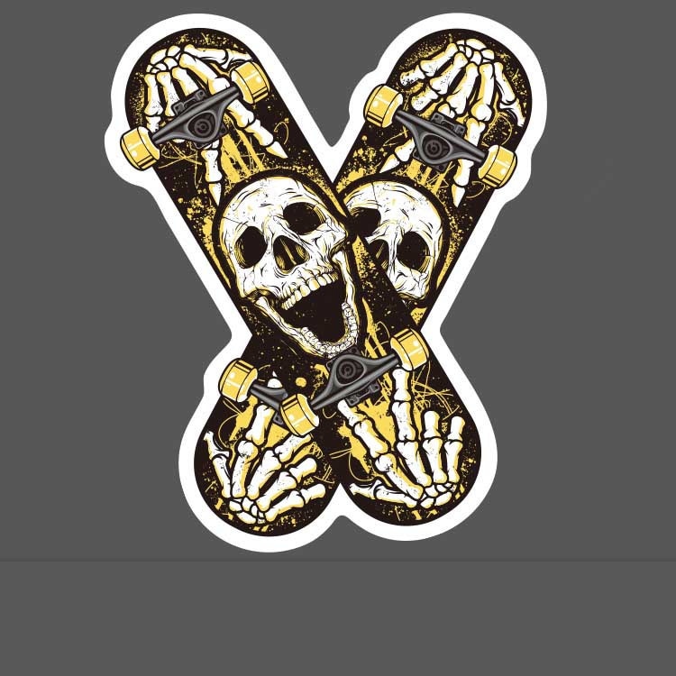 [신상품]어가네닷컴 A570 - 해골 스케이트 보드 로고 캐릭터 스티커 방수 DIY 노트북 캐리어 화분 스티커