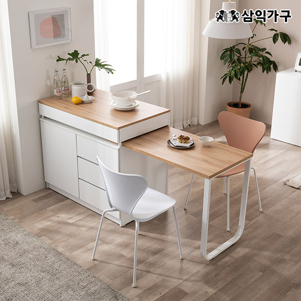 삼익가구 카모메 홈바 확장형 아일랜드 식탁(A타입 서랍장형) 