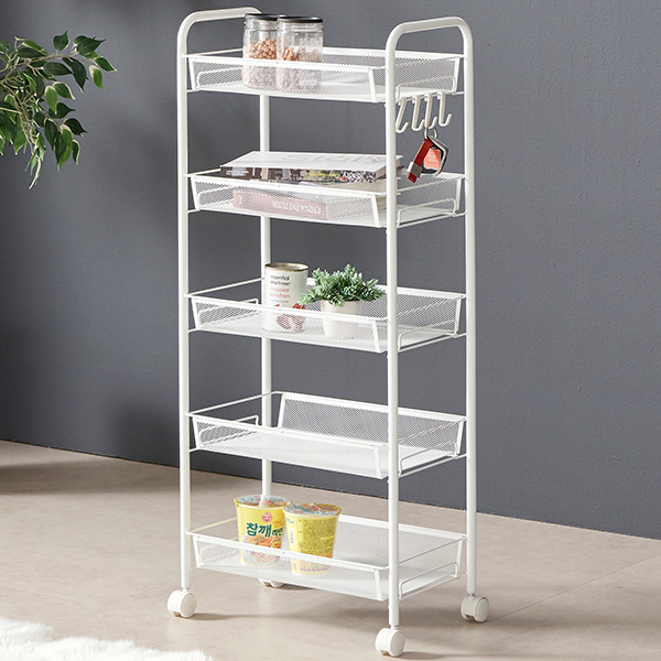 [트레벨][신상품]트레벨 이동식 철제 트롤리 틈새선반 5단 2colors