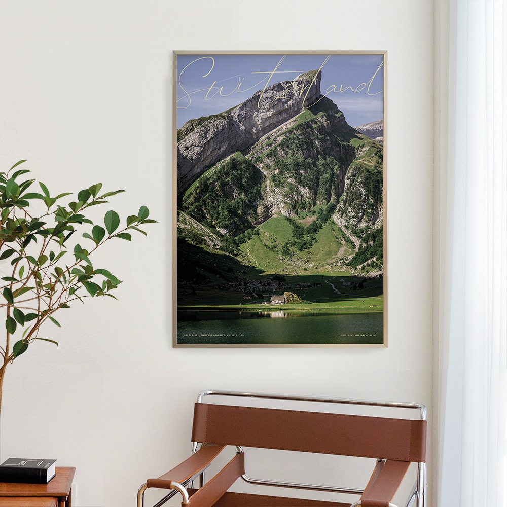 아트밀 쉼이 있는 여행사진 액자 90종 - 02 스위스 - (중대형) A2 액자완제품_ 샴페인골드