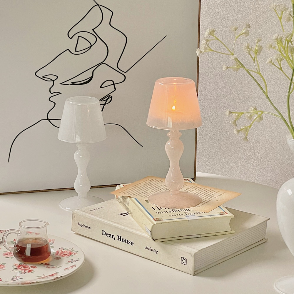 데이즈룸 오팔린 빈티지무드 글라스 스탠드 캔들홀더 2color