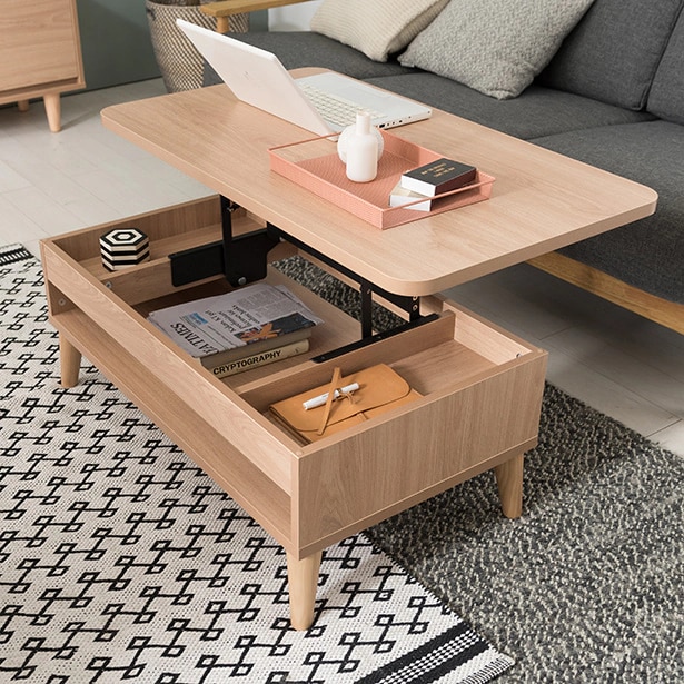 [신상품] 리바트 무니 리프트업 테이블 3colors (950 / 1200) - 950_내추럴 브라운