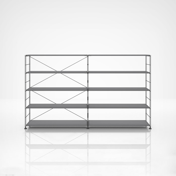 [신상품] 펀잇쳐스 거실수납장 와이어수납 4단 W2400(1200+1200) 사무용 인테리어 서재 책장