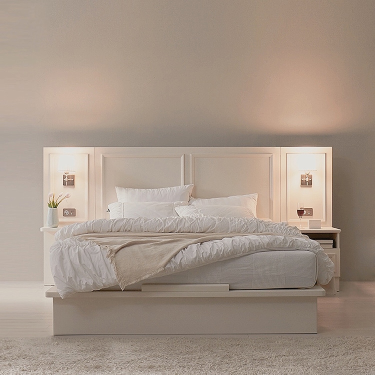 퍼피노 해리슨 호텔 침대 프레임 LED 조명 SS Q K 2colors - 퀸/킹 공용 프레임_화이트 sy770-1