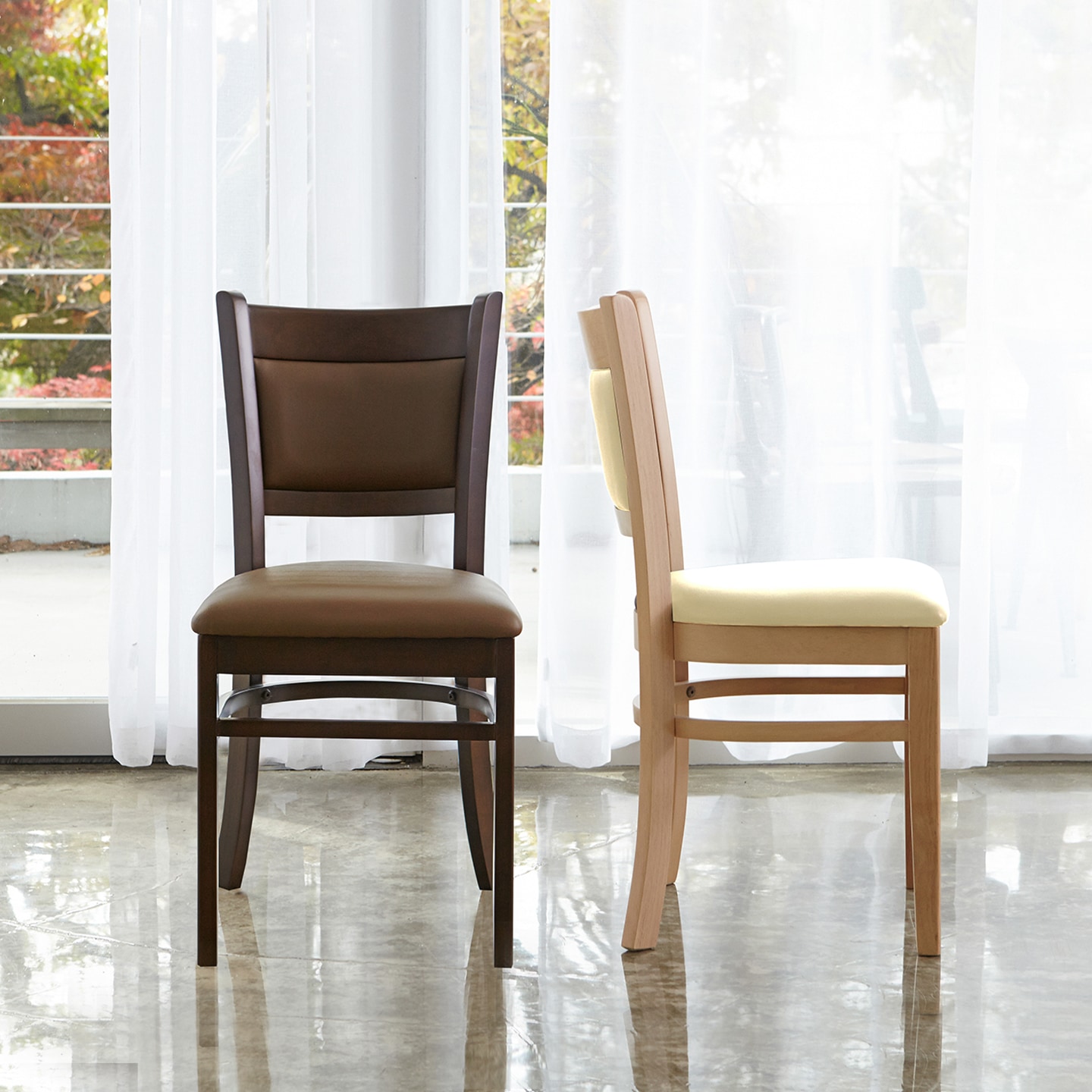 베스트리빙 1+1 캘빈가죽 원목 식탁의자 3colors 