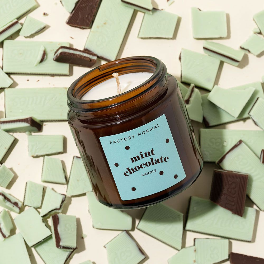 팩토리노멀 민트초코 향 갈색병 소이캔들 / 민초단 향초 선물