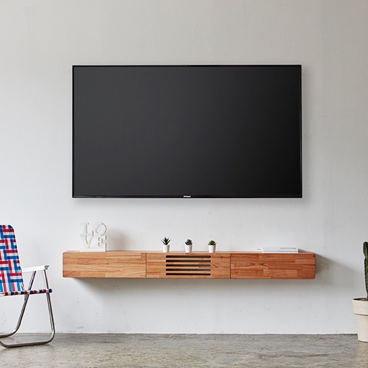 [신상품]디에프퍼니처 레미엘 벽걸이 원목거실장 티비다이 스틸다리 75인치 85인치 제작가능