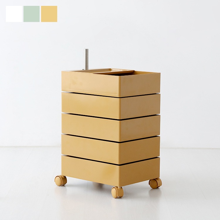 마켓비 빙그리 회전서랍 트롤리 5단 - 옐로우 