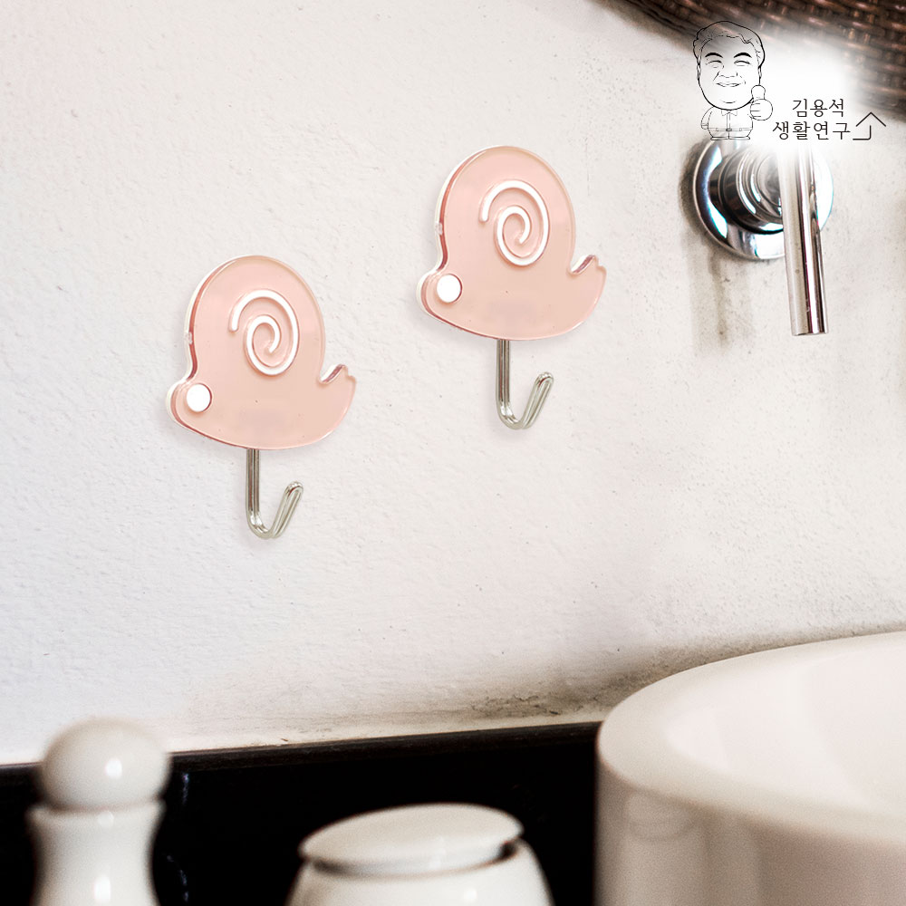 [오늘출발] [신상품] 김용석생활연구소 매직 접착식 벽걸이후크 벽고리 훅 달팽이후크 2개입