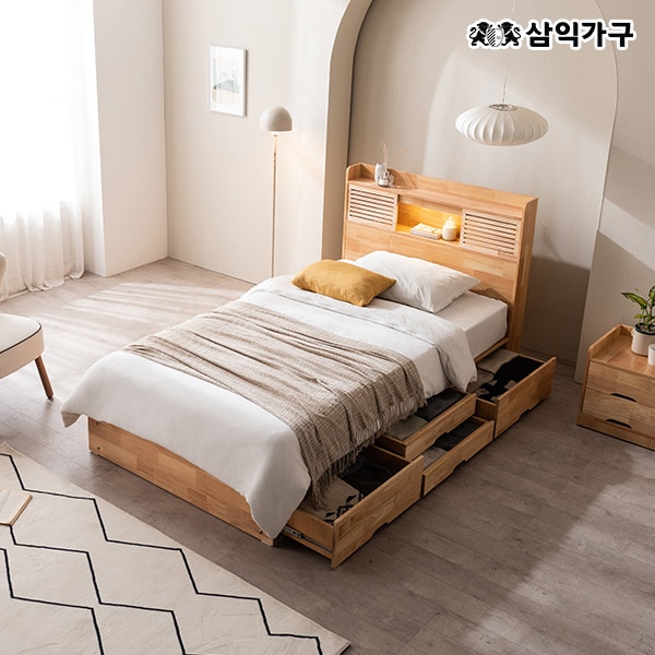 삼익가구 앤더슨 LED 4단 수납 원목 침대(매트포함) SS/Q - 01. 본넬매트_슈퍼싱글
