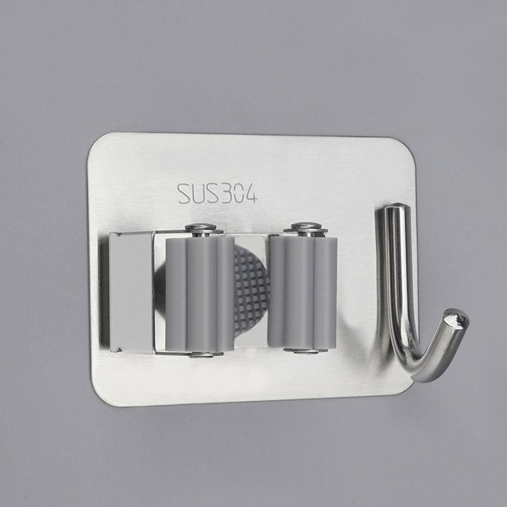 [오늘출발] [신상품] 하우스팡 스텐 304 접착식 스틱홀더 막대걸레 빗자루 홀더 걸이형