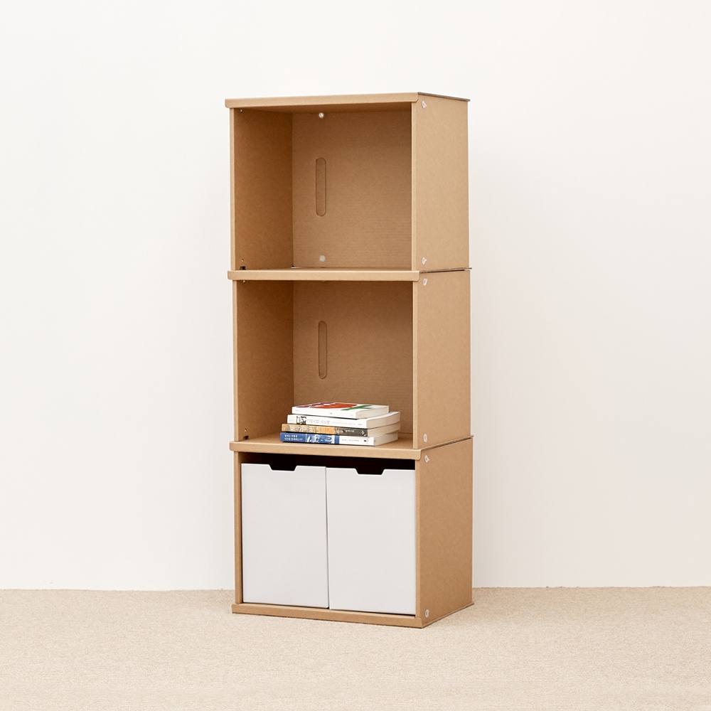 페이퍼팝 3단 책장 친환경 종이가구 서재 오피스 조립식 책꽂이440 