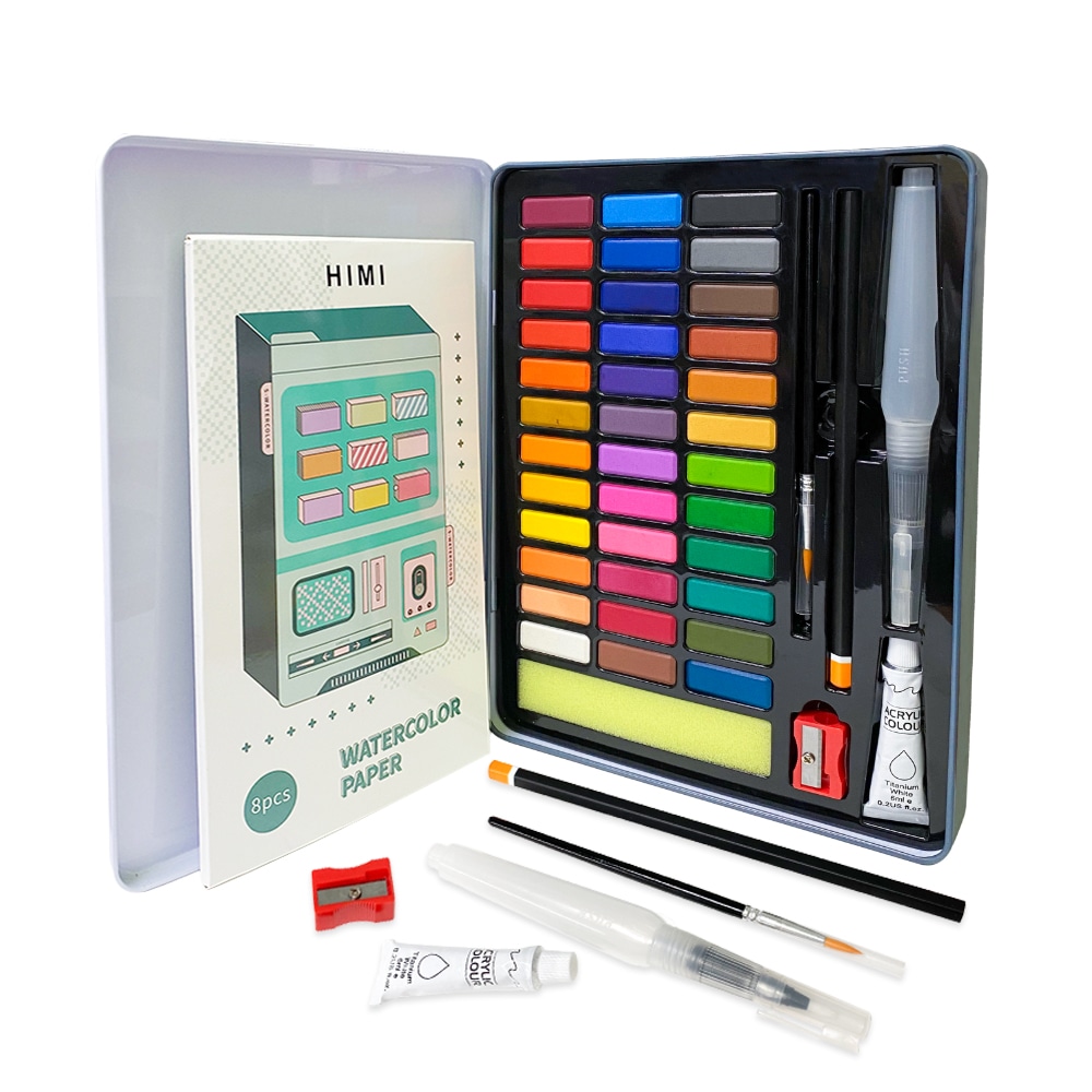 미야 고체물감 수채화 그림그리기 틴케이스 키트 36색
