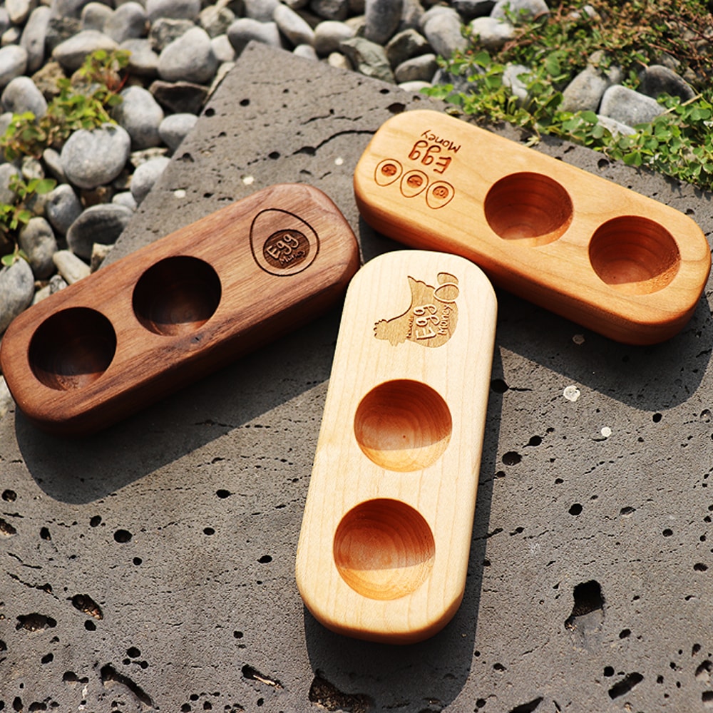 모먼트 원목 우드 에그트레이 계란홀더 달걀 받침대 정리 보관함 에그머니 2구