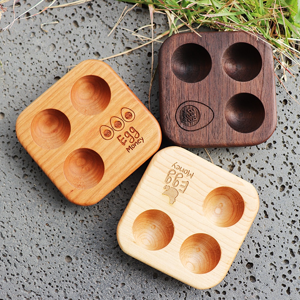 모먼트 원목 우드 에그트레이 계란홀더 달걀 받침대 정리 보관함 에그머니 3구_정사각
