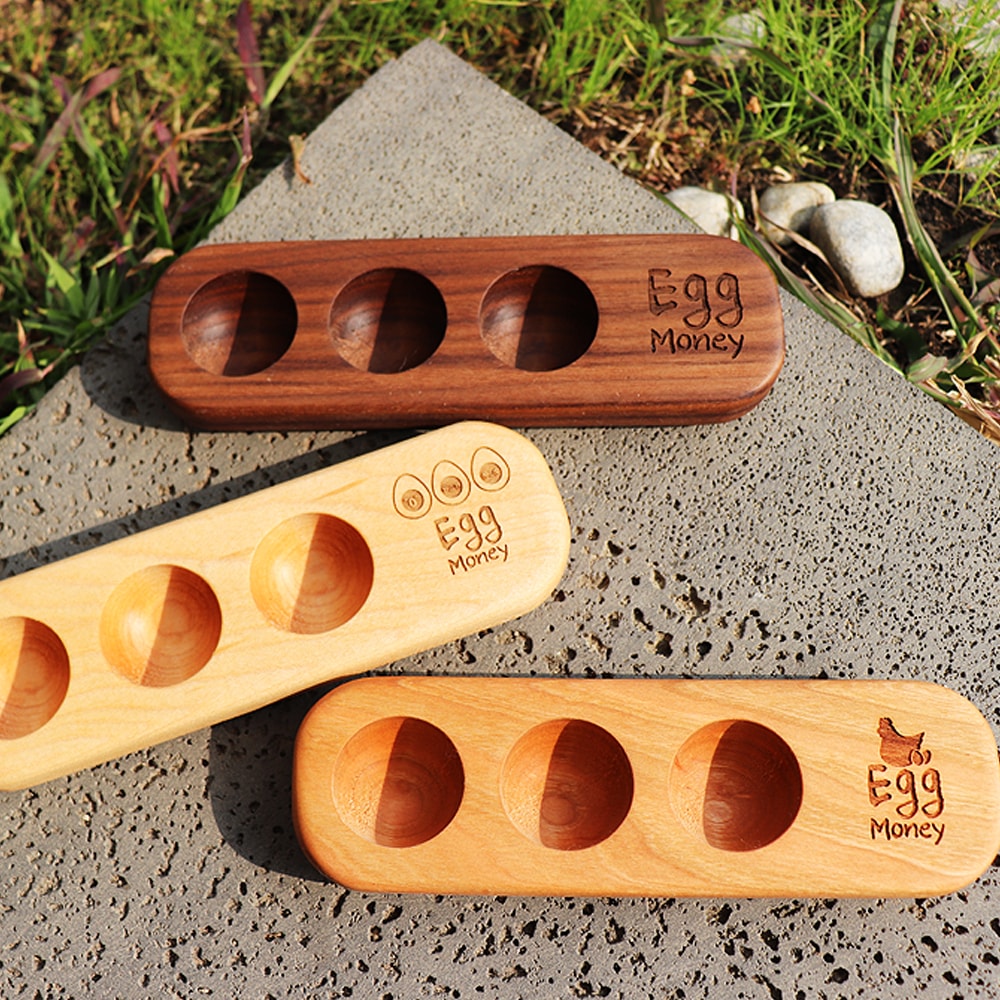 모먼트 원목 우드 에그트레이 계란홀더 달걀 받침대 정리 보관함 에그머니 3구_직사각