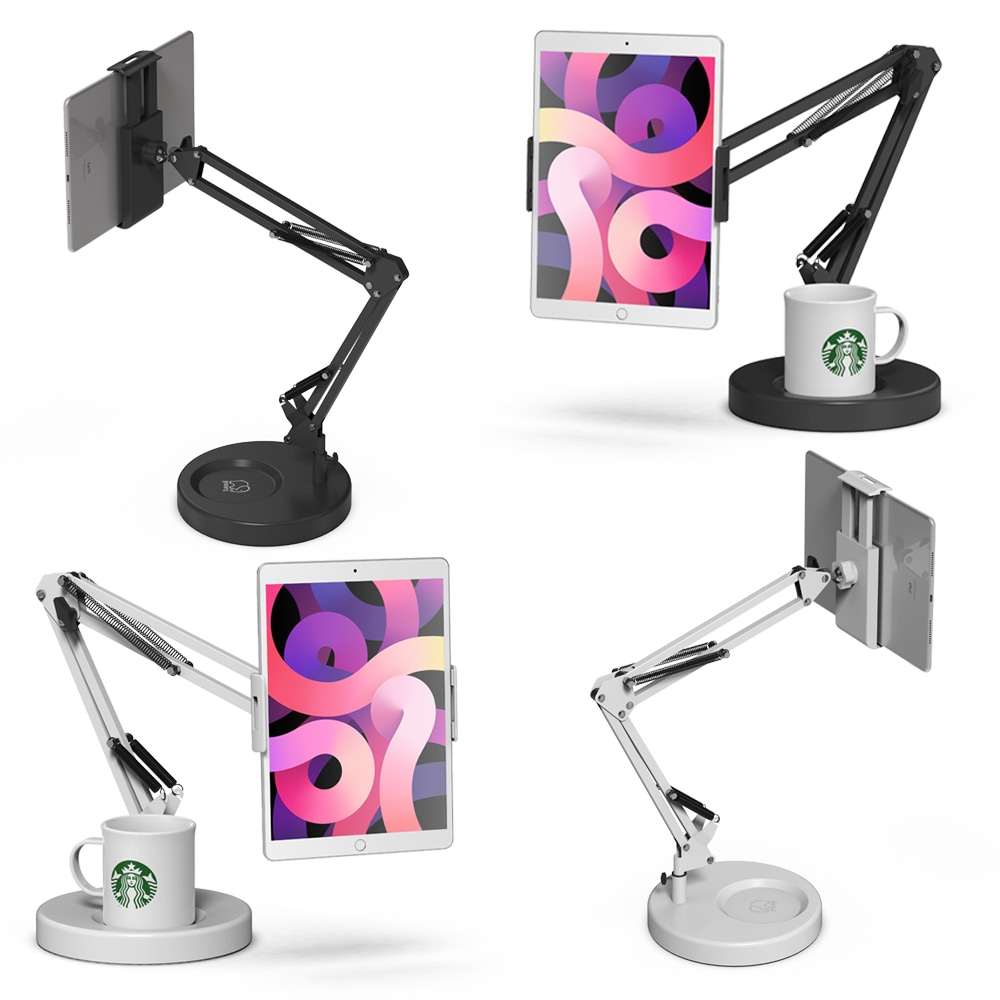 코끼리리빙 PZZ-0002 탁상용 원형 핸드폰 태블릿 거치대 온라인개학 QR코드 거치가능