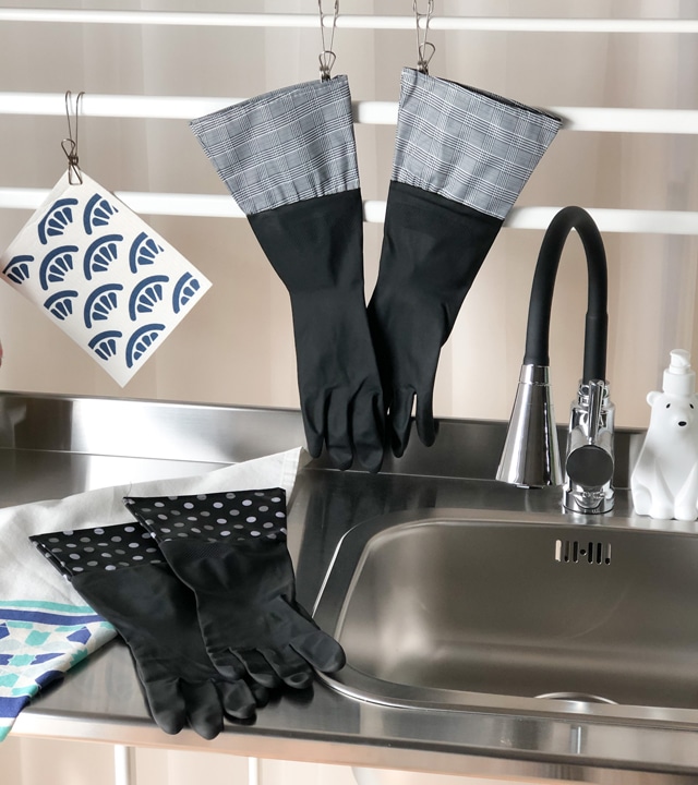 루나솔라 시크한 블랙 롱 고무장갑 2size - 목이 긴 주방 고무장갑