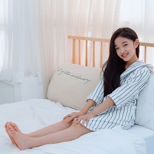 송월타월 스누피 유아용 스트라이프 후드 샤워가운 세트