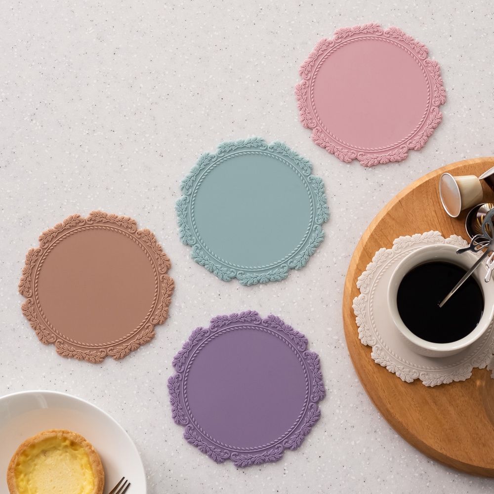 플라이토 국산 실리콘 아르누보 컵받침 12.5cm