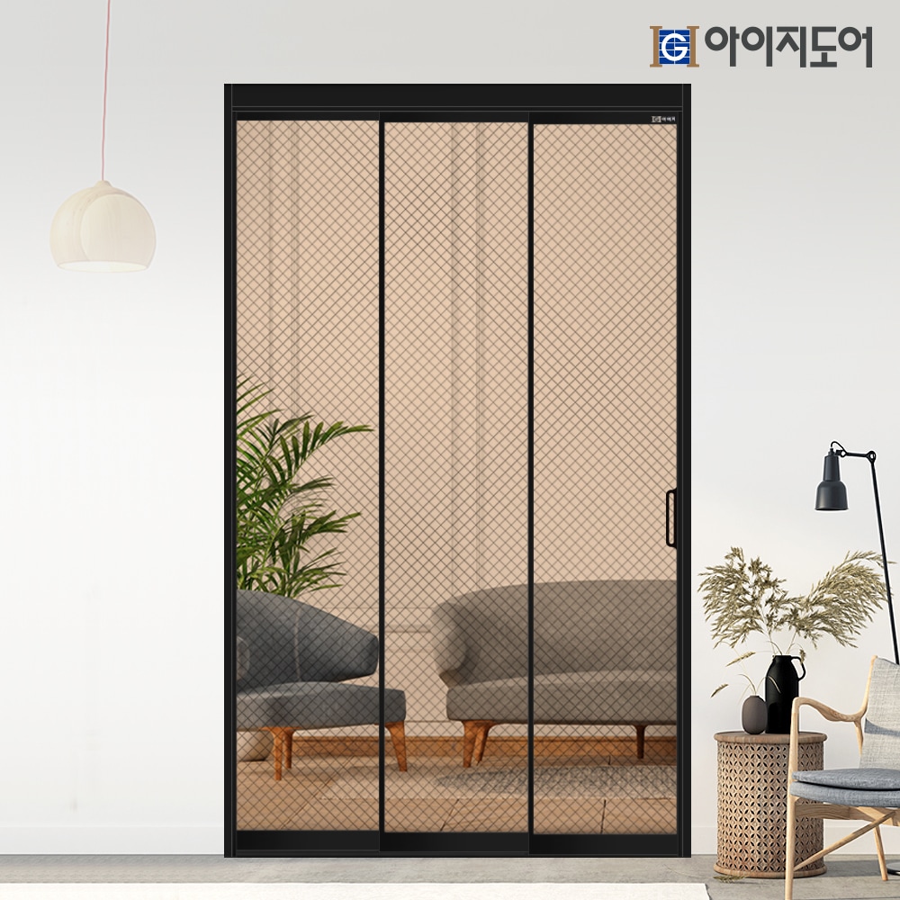 아이지도어 3연동 울트라 초슬림 1.4 현관 중문 시공(망입스타일, 브론즈접합유리) - 3.W:~1500mm_1.오픈형 