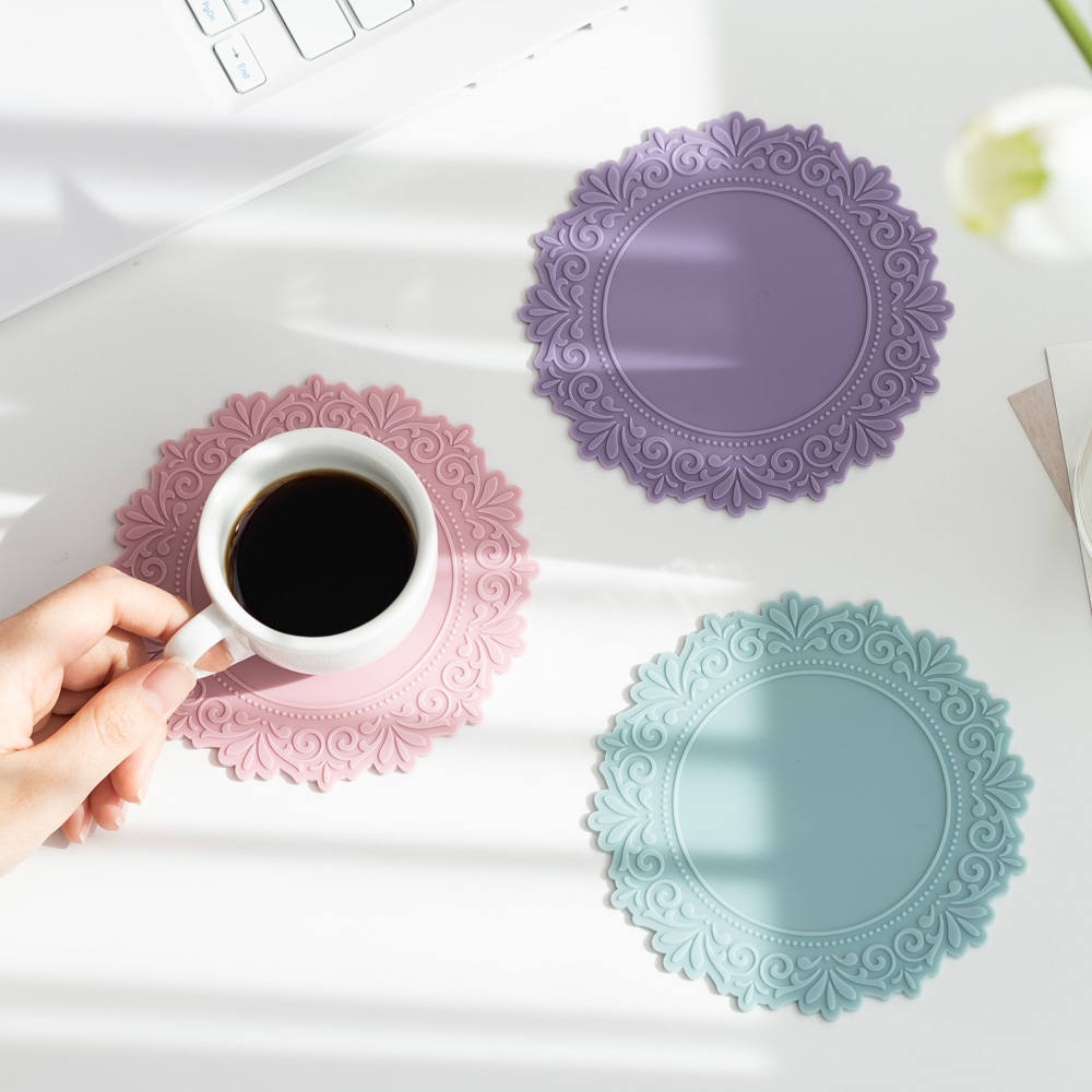 플라이토 국산 실리콘 프리스 컵받침 12cm